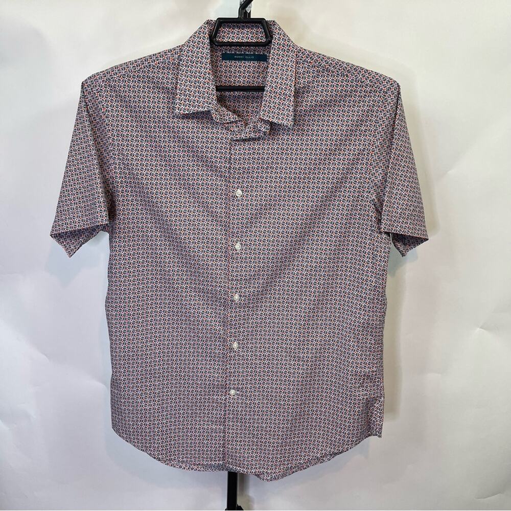 Perry Ellis Black White Red Pattern Shirt Size Large Men’s